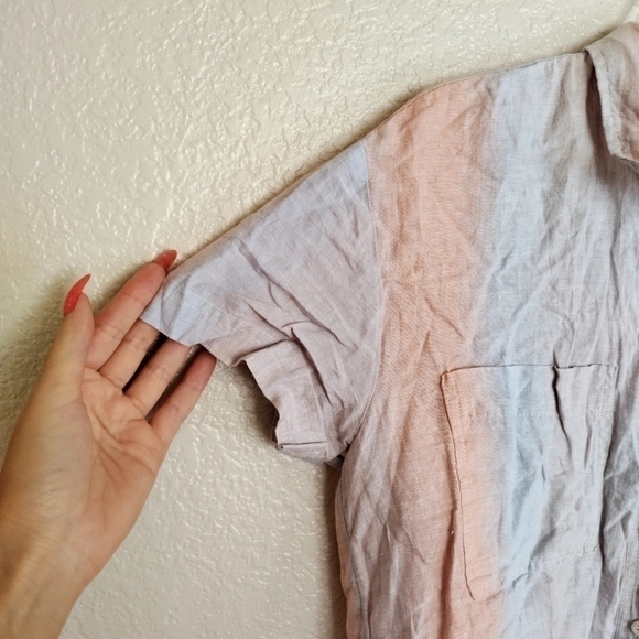 Madewell Linen Beachside Shirt in Ombré Stripe sz S - Picture 8 of 9